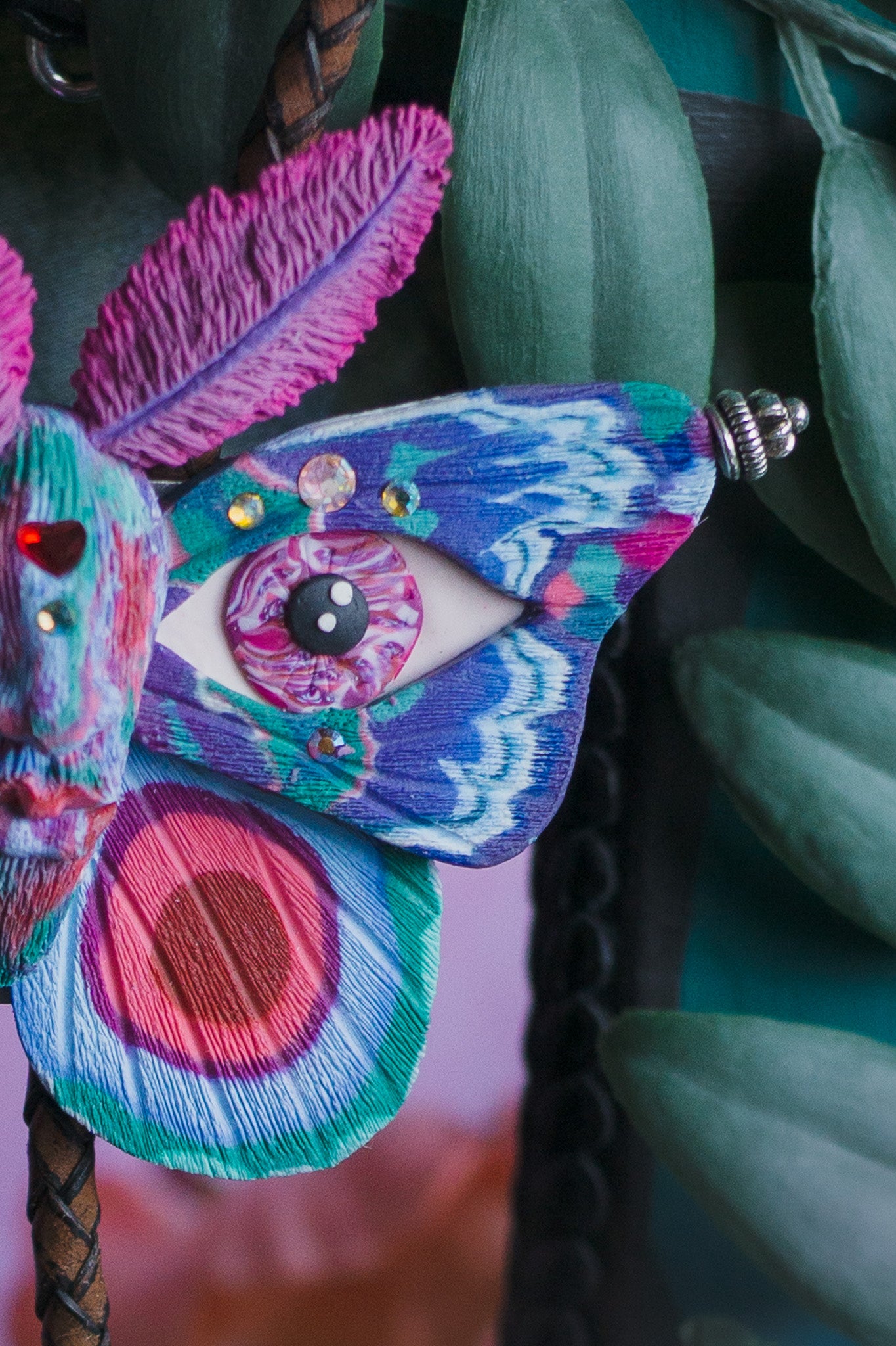 Hand Sculpted Moth Bolo Tie