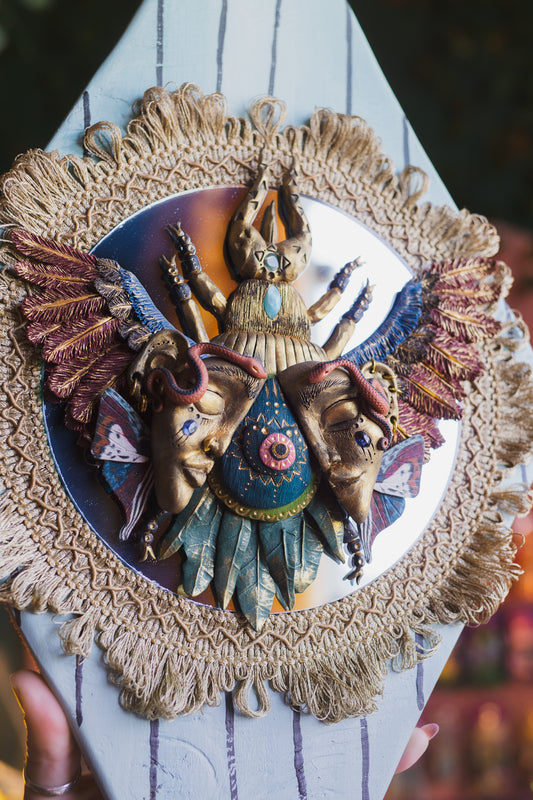 Hand Sculpted Beetle Mirror Wall Hanging