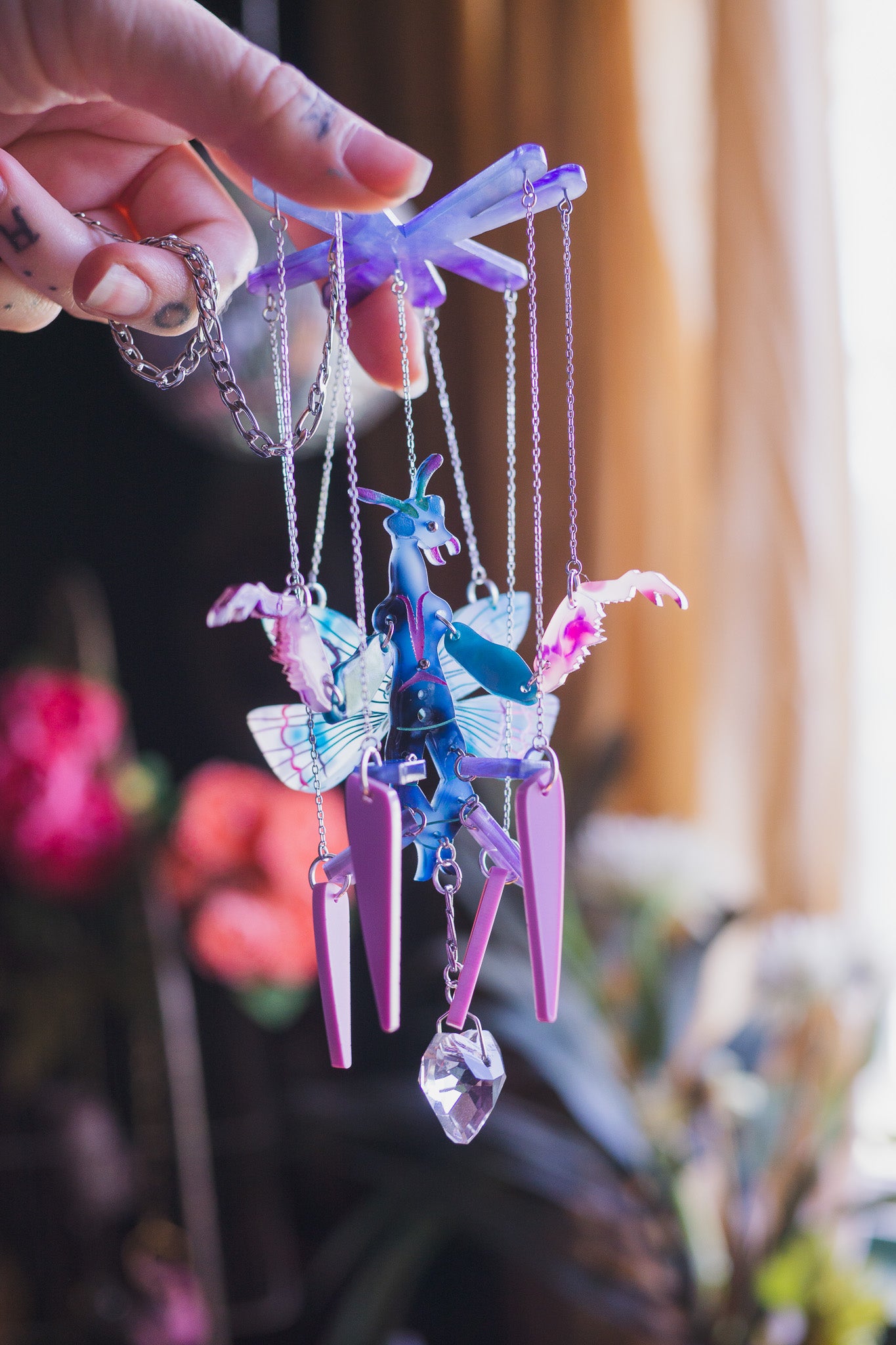 Mini Praying Mantis Window Hanging